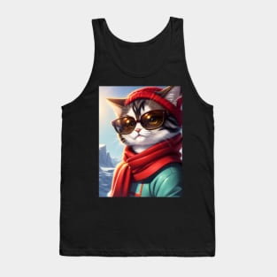 Cat in the snow - Modern digital art Tank Top